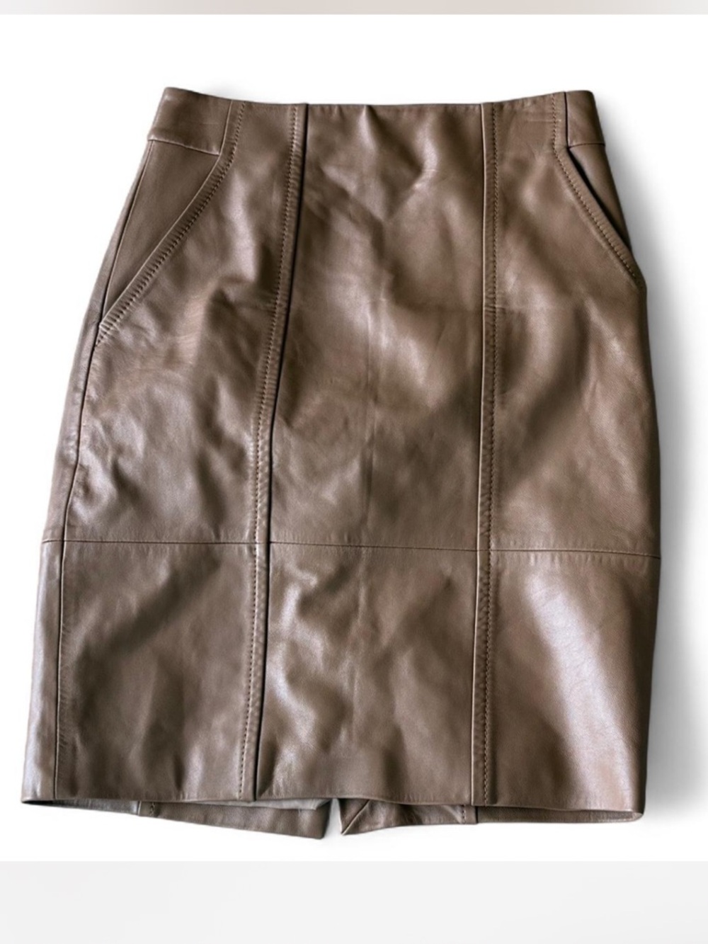 Boss Tan Faux Leather Pencil Skirt